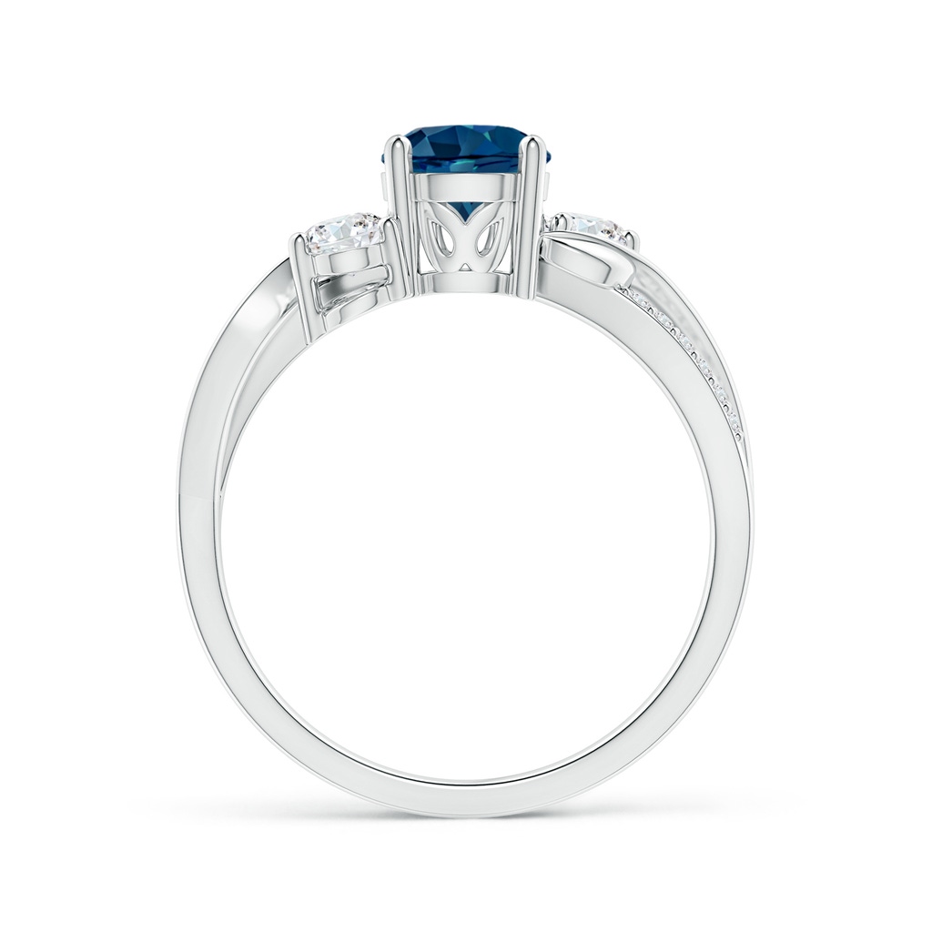 6mm AAAA London Blue Topaz and Diamond Twisted Vine Ring in White Gold - side 199