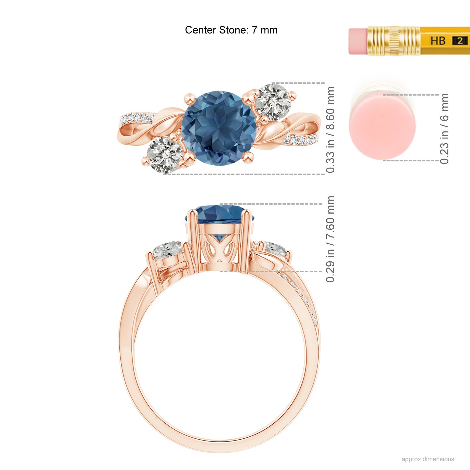 A - London Blue Topaz / 1.93 CT / 14 KT Rose Gold