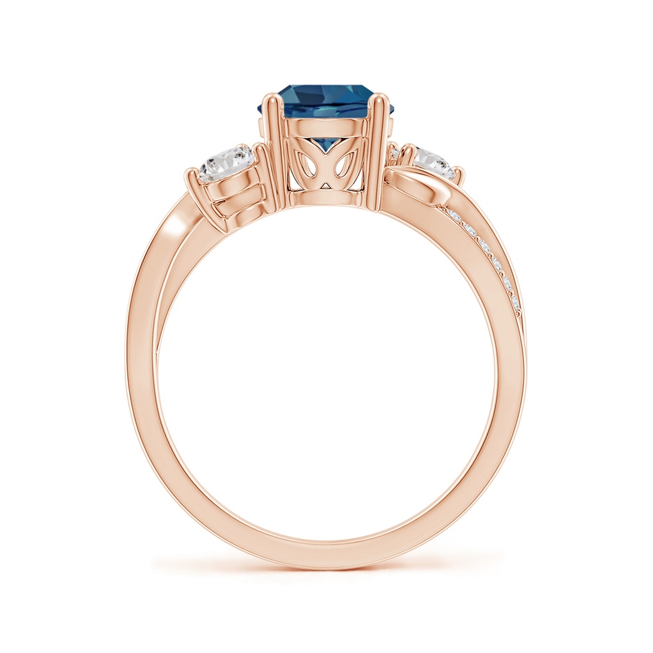 7mm AA London Blue Topaz and Diamond Twisted Vine Ring in Rose Gold side 199