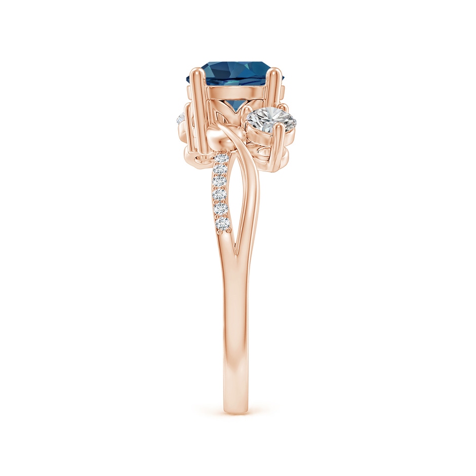 7mm AA London Blue Topaz and Diamond Twisted Vine Ring in Rose Gold side 299