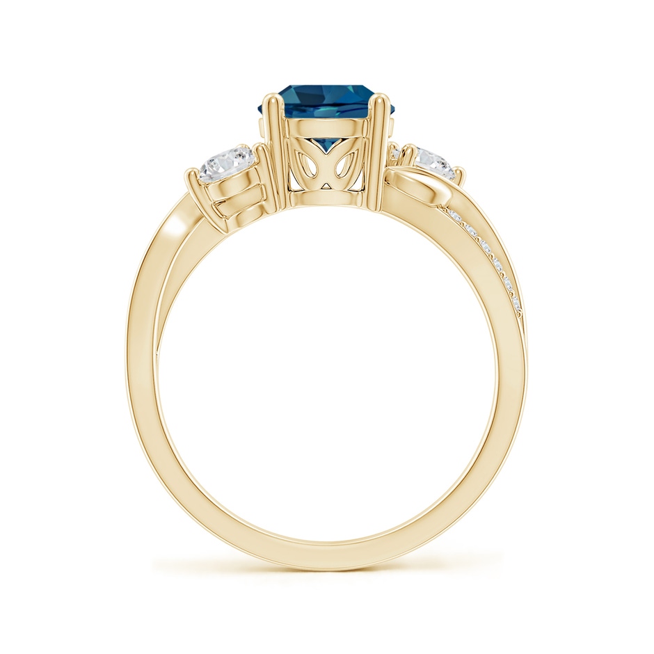 7mm AAA London Blue Topaz and Diamond Twisted Vine Ring in Yellow Gold side 199