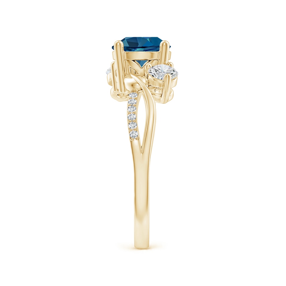 7mm AAA London Blue Topaz and Diamond Twisted Vine Ring in Yellow Gold side 299