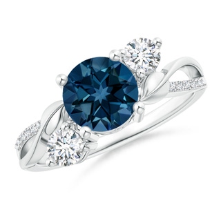 7mm AAAA London Blue Topaz and Diamond Twisted Vine Ring in P950 Platinum