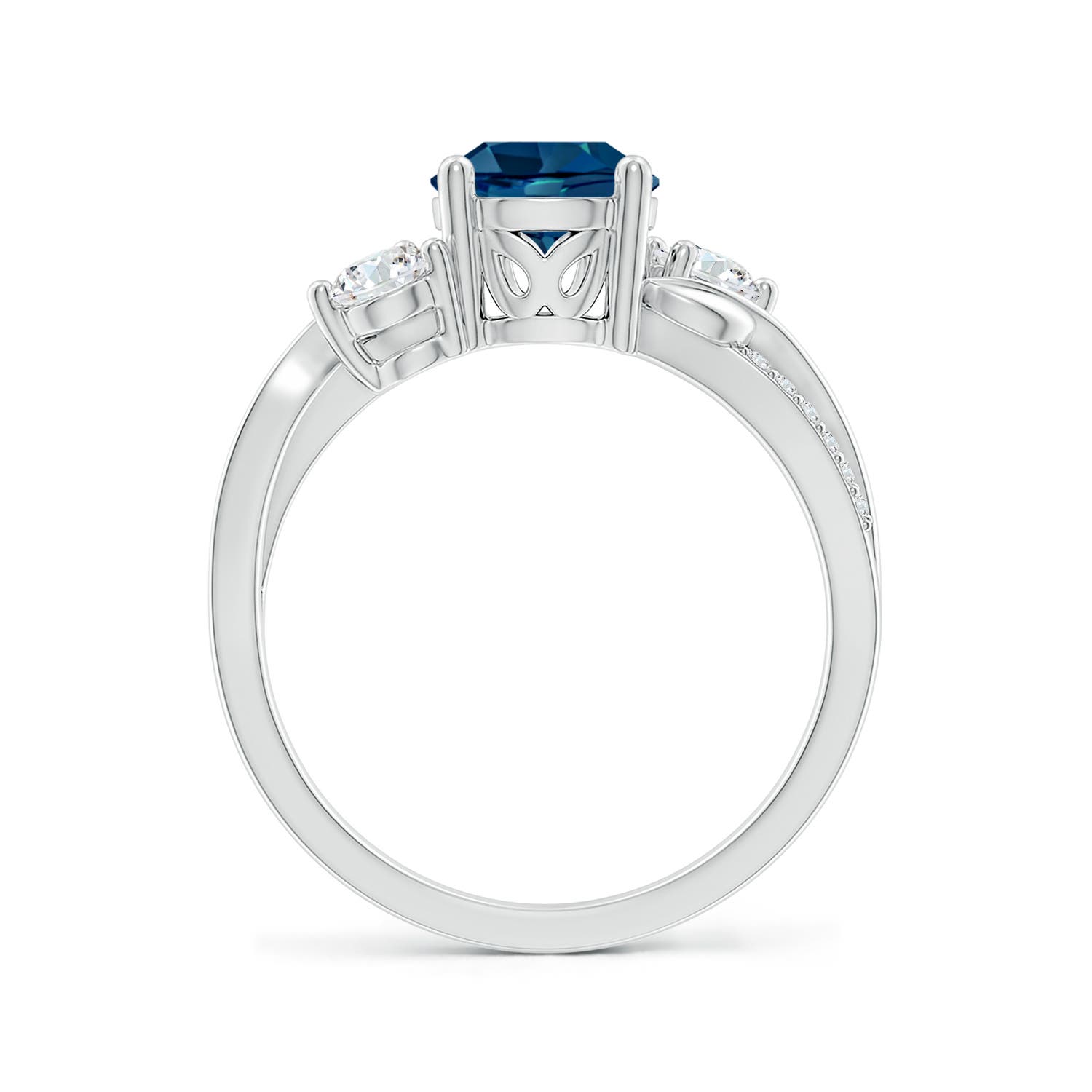 7mm AAAA London Blue Topaz and Diamond Twisted Vine Ring in P950 Platinum