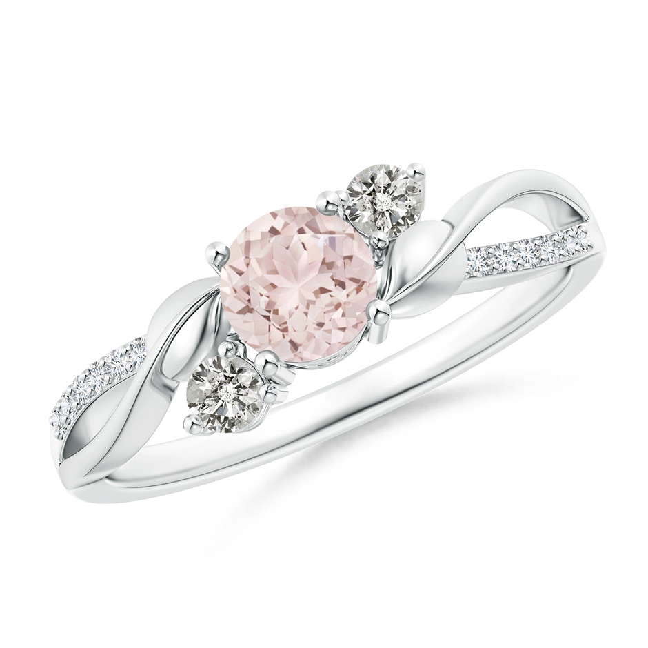 5mm A Morganite and Diamond Twisted Vine Ring in 9K White Gold 