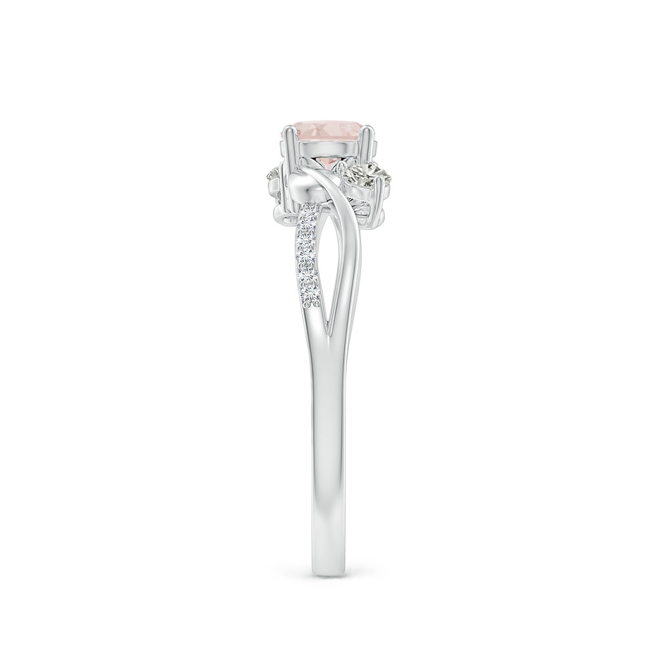 5mm A Morganite and Diamond Twisted Vine Ring in 9K White Gold side 299