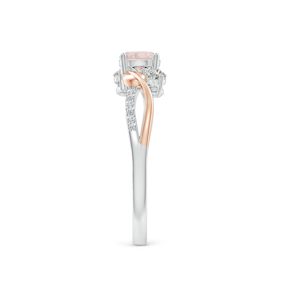 5mm A Morganite and Diamond Twisted Vine Ring in White Gold Rose Gold side 299
