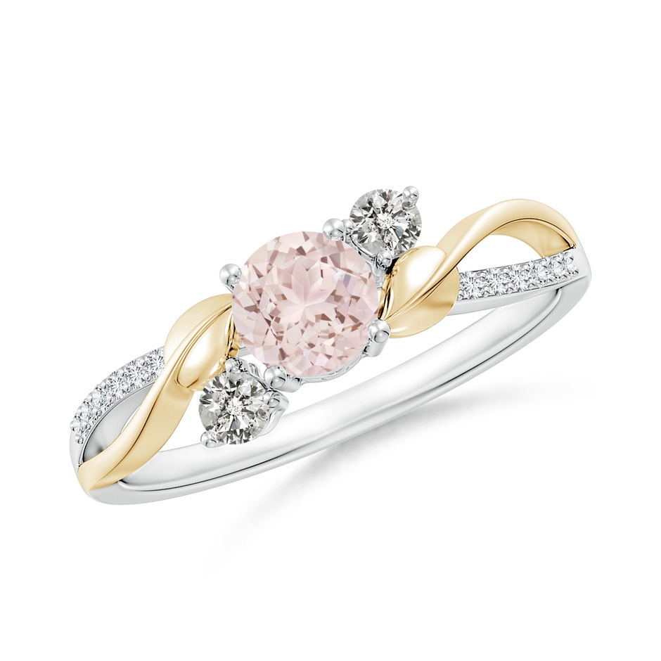 5mm A Morganite and Diamond Twisted Vine Ring in White Gold Yellow Gold 