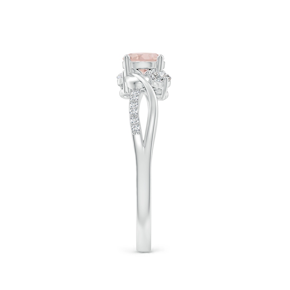 5mm AA Morganite and Diamond Twisted Vine Ring in 9K White Gold side 299