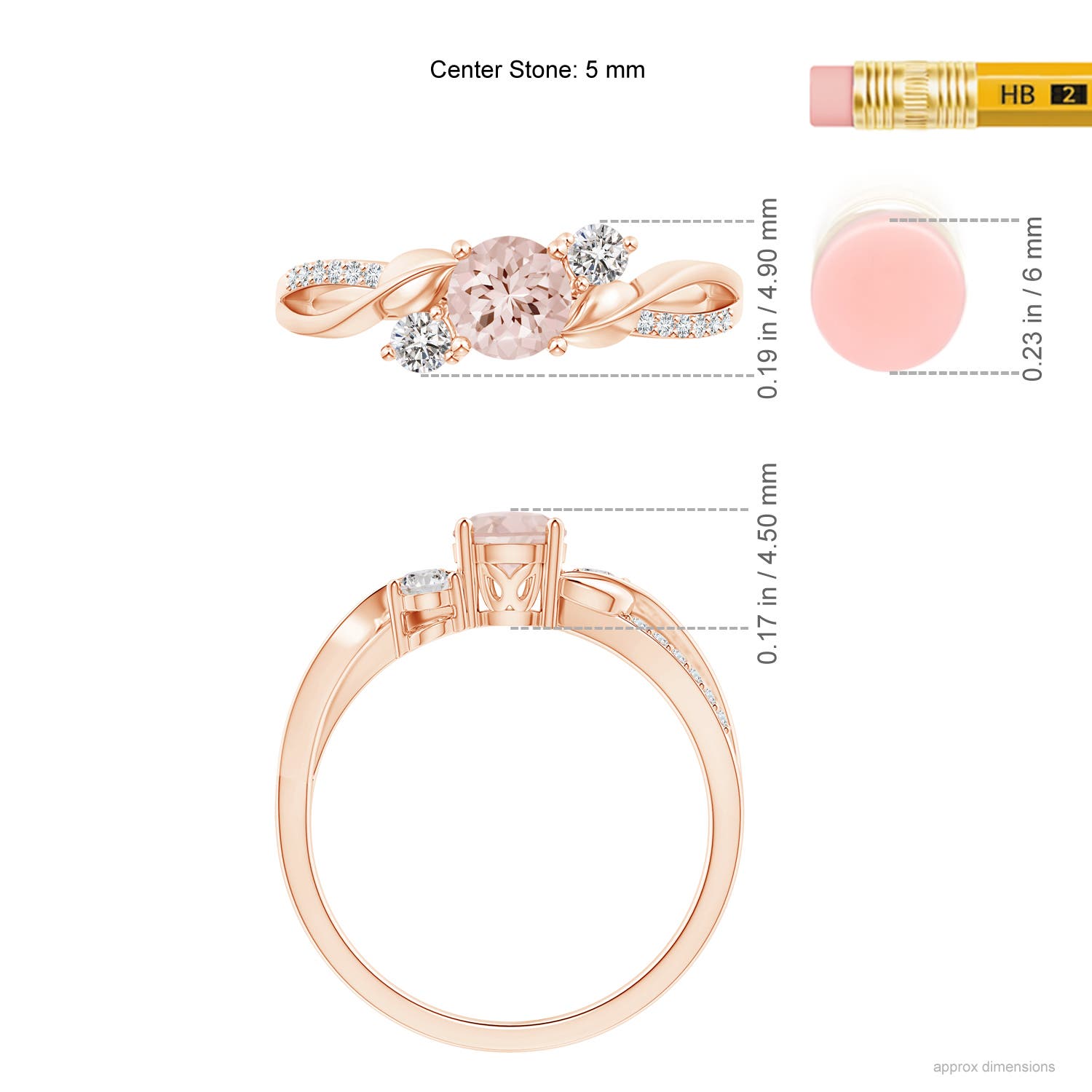 AA - Morganite / 0.62 CT / 14 KT Rose Gold