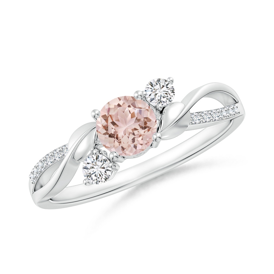 5mm AAA Morganite and Diamond Twisted Vine Ring in P950 Platinum 