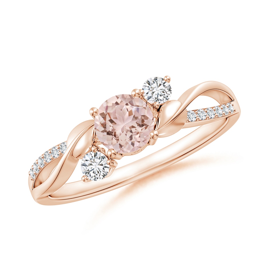 5mm AAA Morganite and Diamond Twisted Vine Ring in Rose Gold 