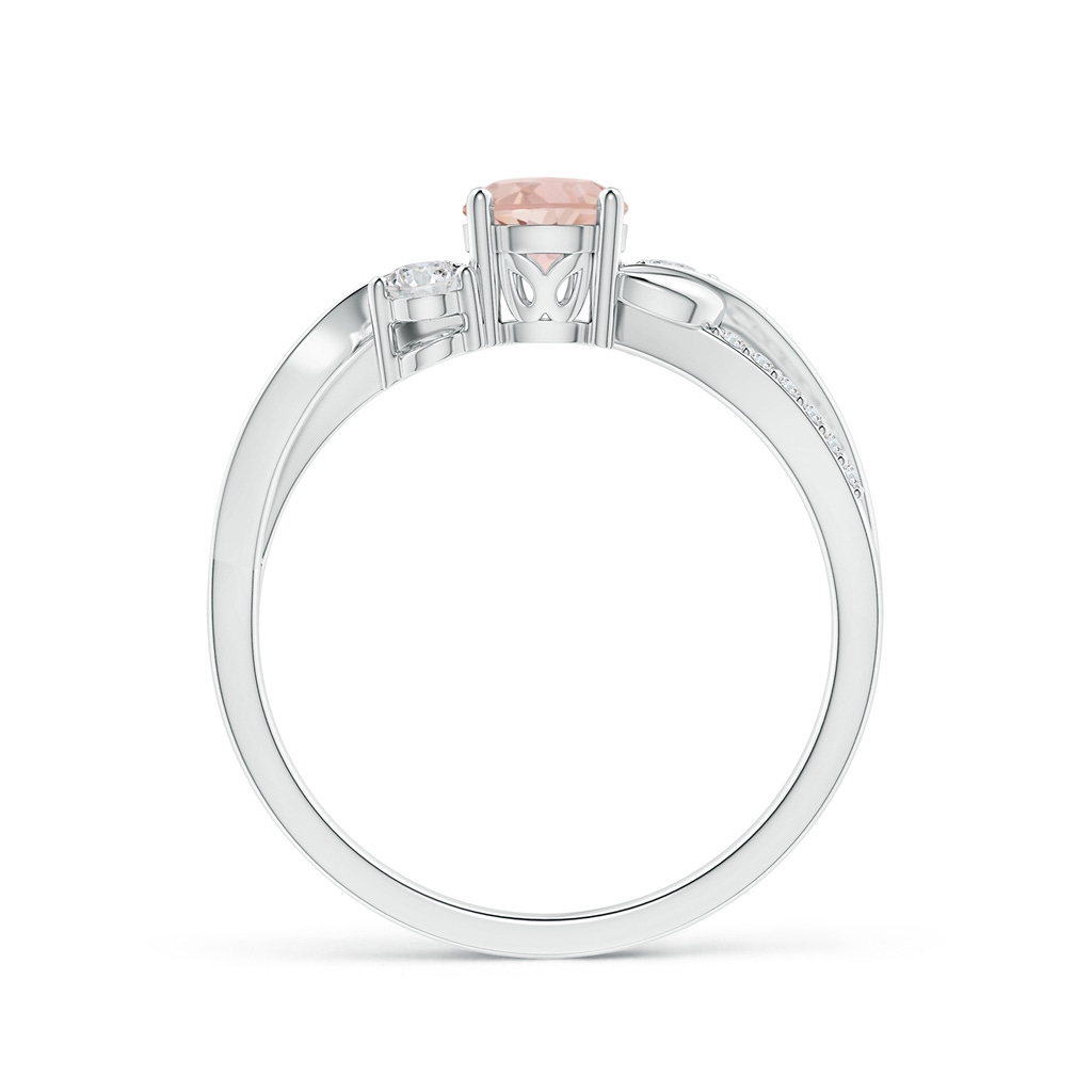 5mm AAA Morganite and Diamond Twisted Vine Ring in White Gold Side-1