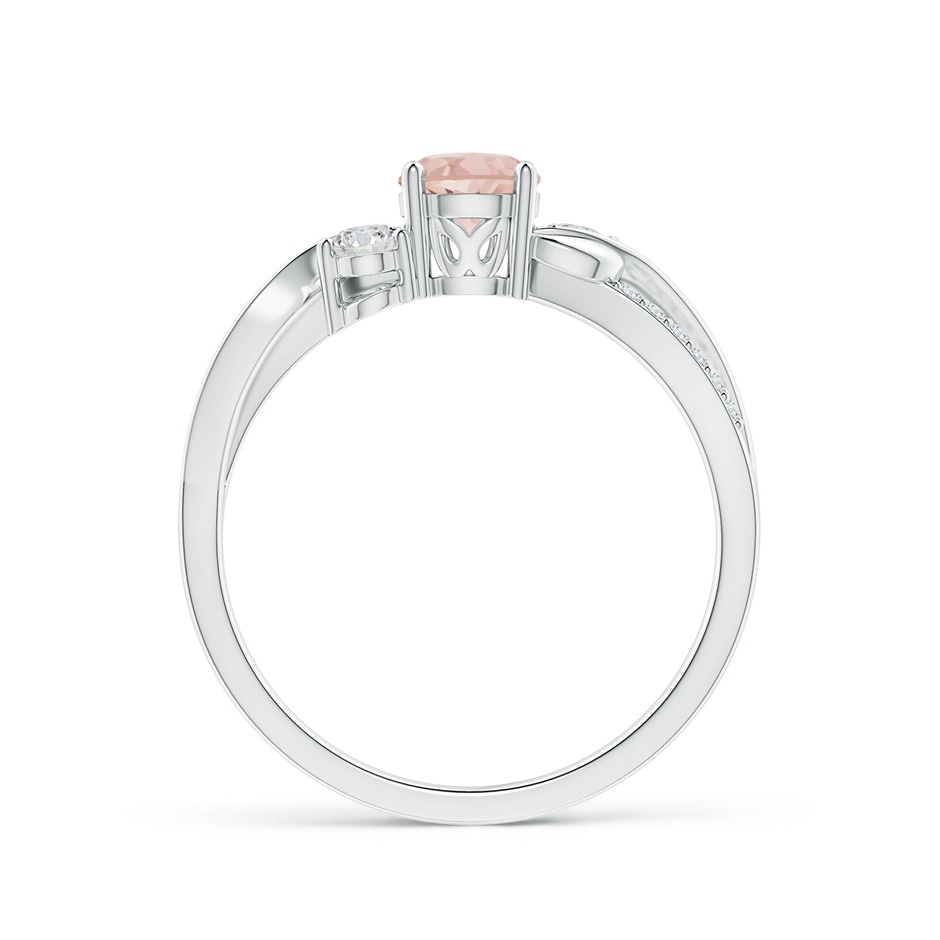 5mm AAA Morganite and Diamond Twisted Vine Ring in White Gold side-1