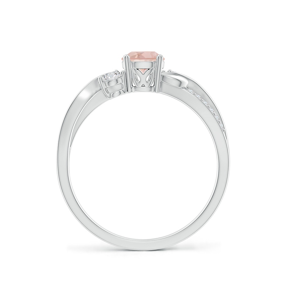 5mm AAA Morganite and Diamond Twisted Vine Ring in White Gold side 199