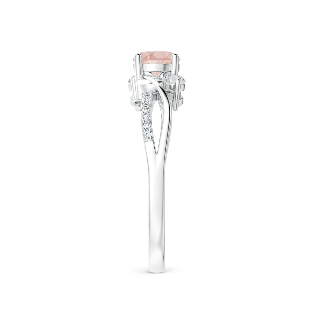 5mm AAA Morganite and Diamond Twisted Vine Ring in White Gold Side-2