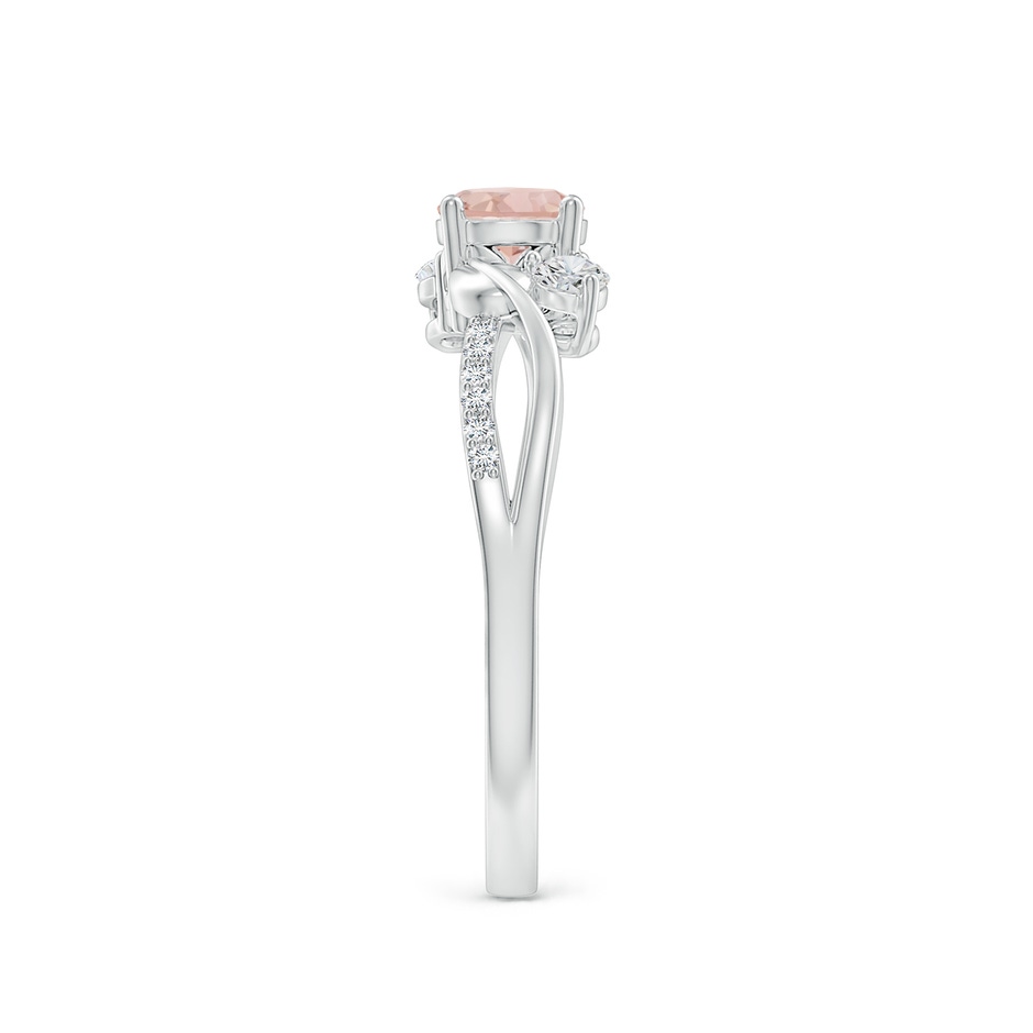 5mm AAA Morganite and Diamond Twisted Vine Ring in White Gold side 299