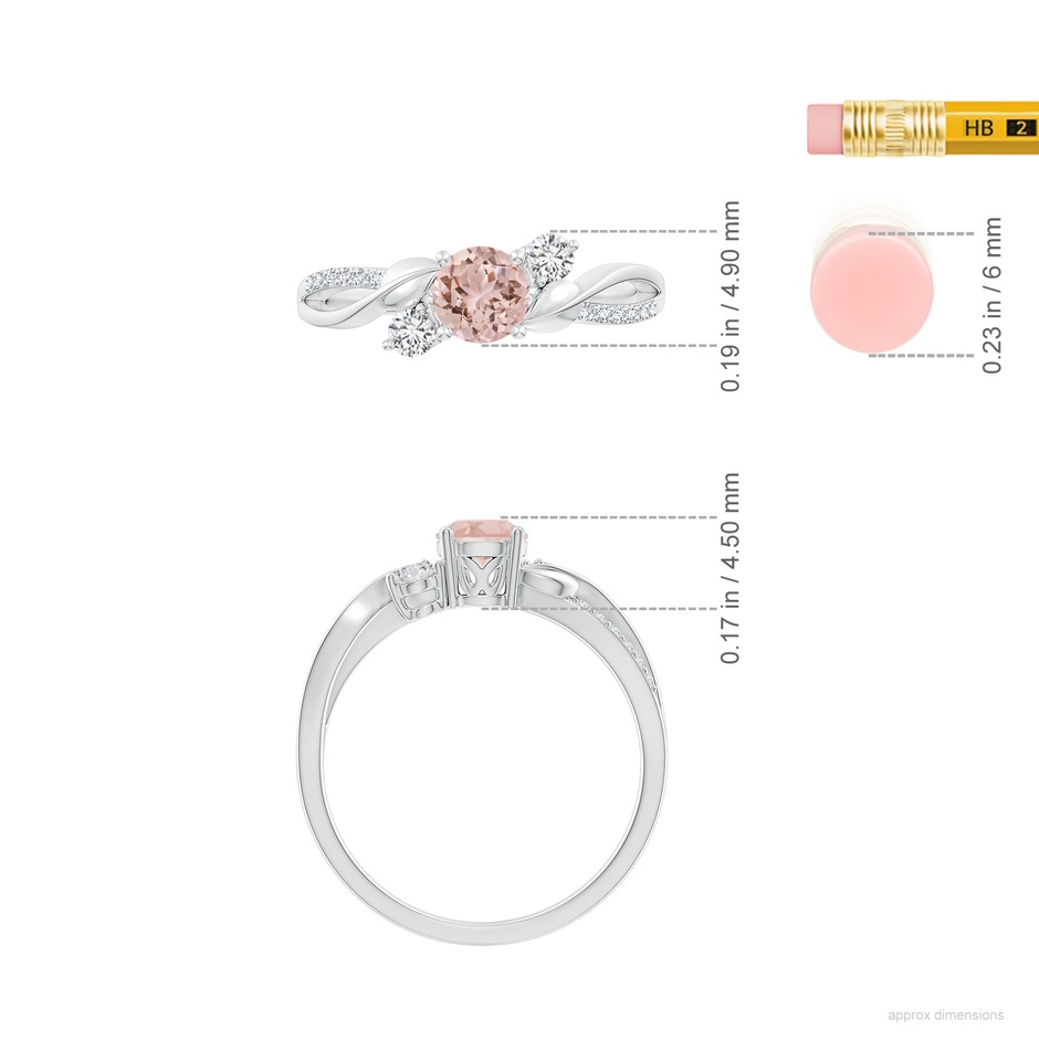 5mm AAA Morganite and Diamond Twisted Vine Ring in White Gold ruler