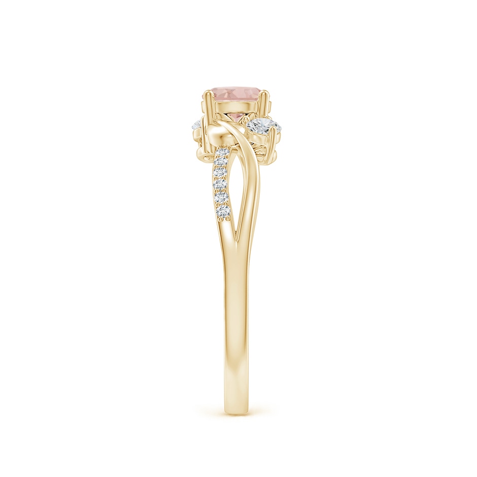 5mm AAA Morganite and Diamond Twisted Vine Ring in Yellow Gold side 299