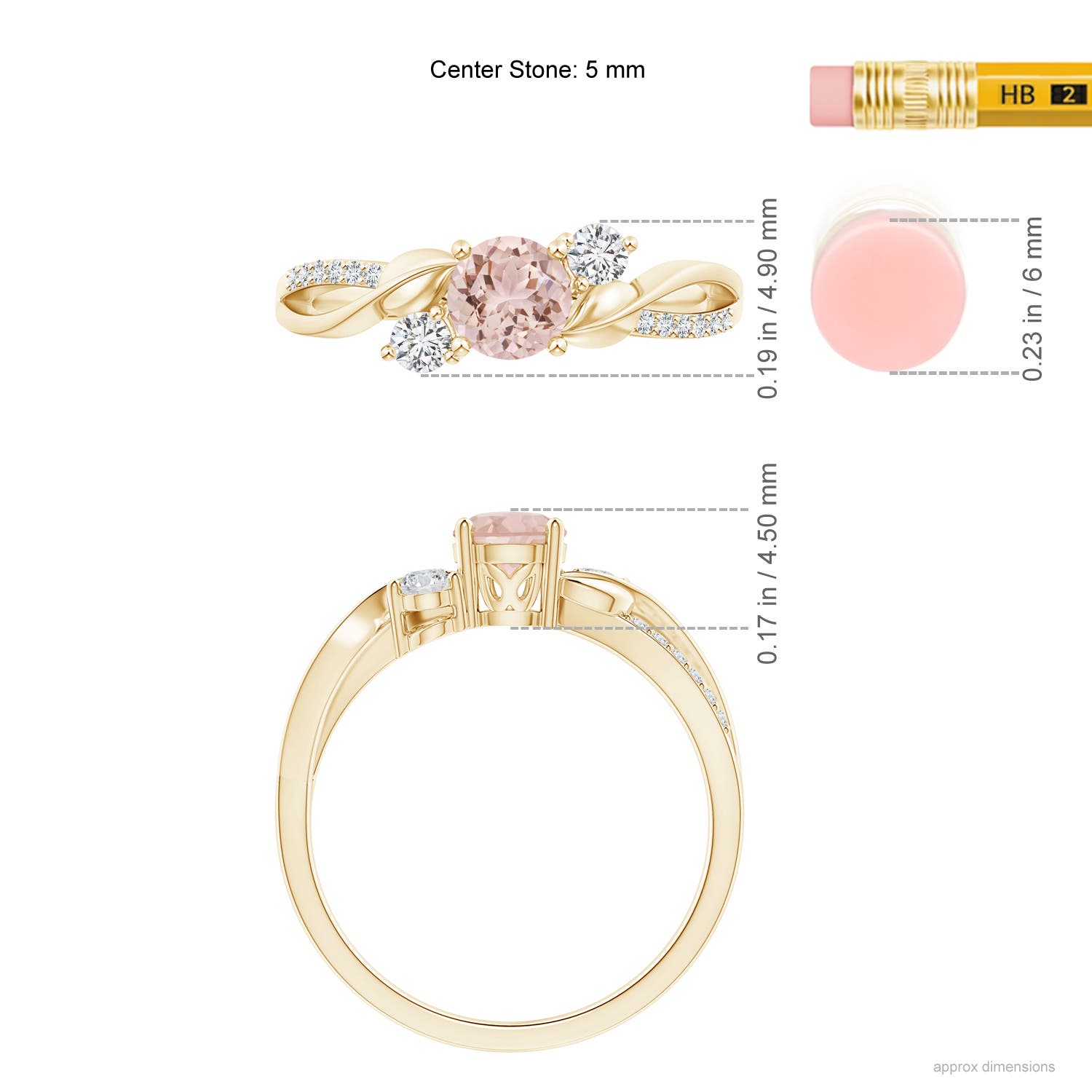 AAA - Morganite / 0.62 CT / 14 KT Yellow Gold