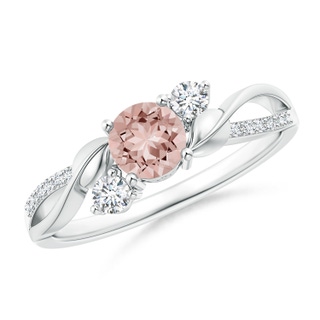 5mm AAAA Morganite and Diamond Twisted Vine Ring in 10K White Gold