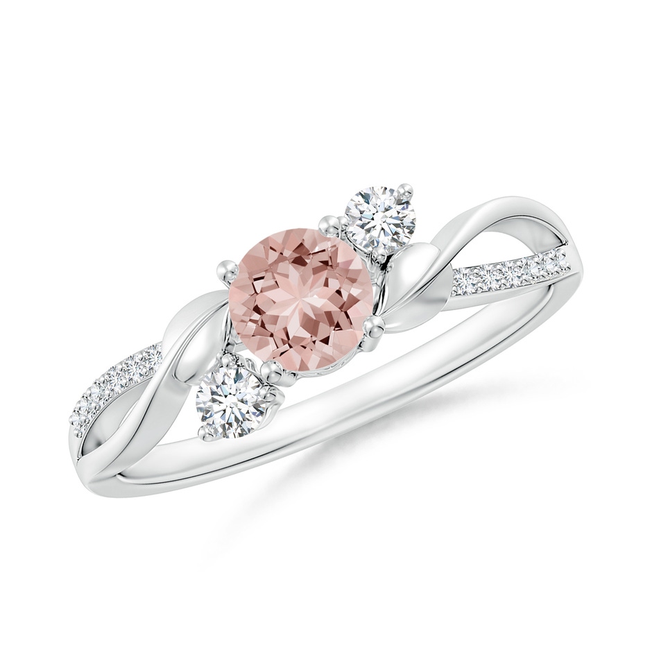 5mm AAAA Morganite and Diamond Twisted Vine Ring in P950 Platinum 