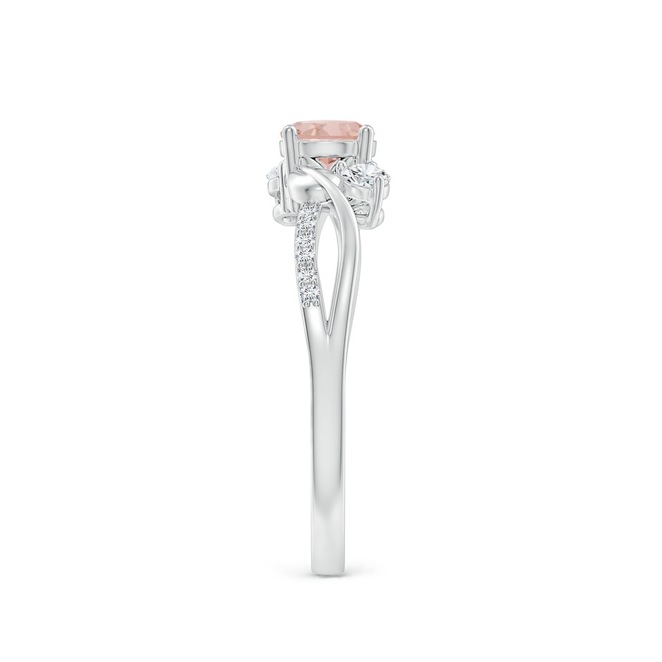 5mm AAAA Morganite and Diamond Twisted Vine Ring in P950 Platinum side 299