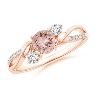 5mm AAAA Morganite and Diamond Twisted Vine Ring in Rose Gold