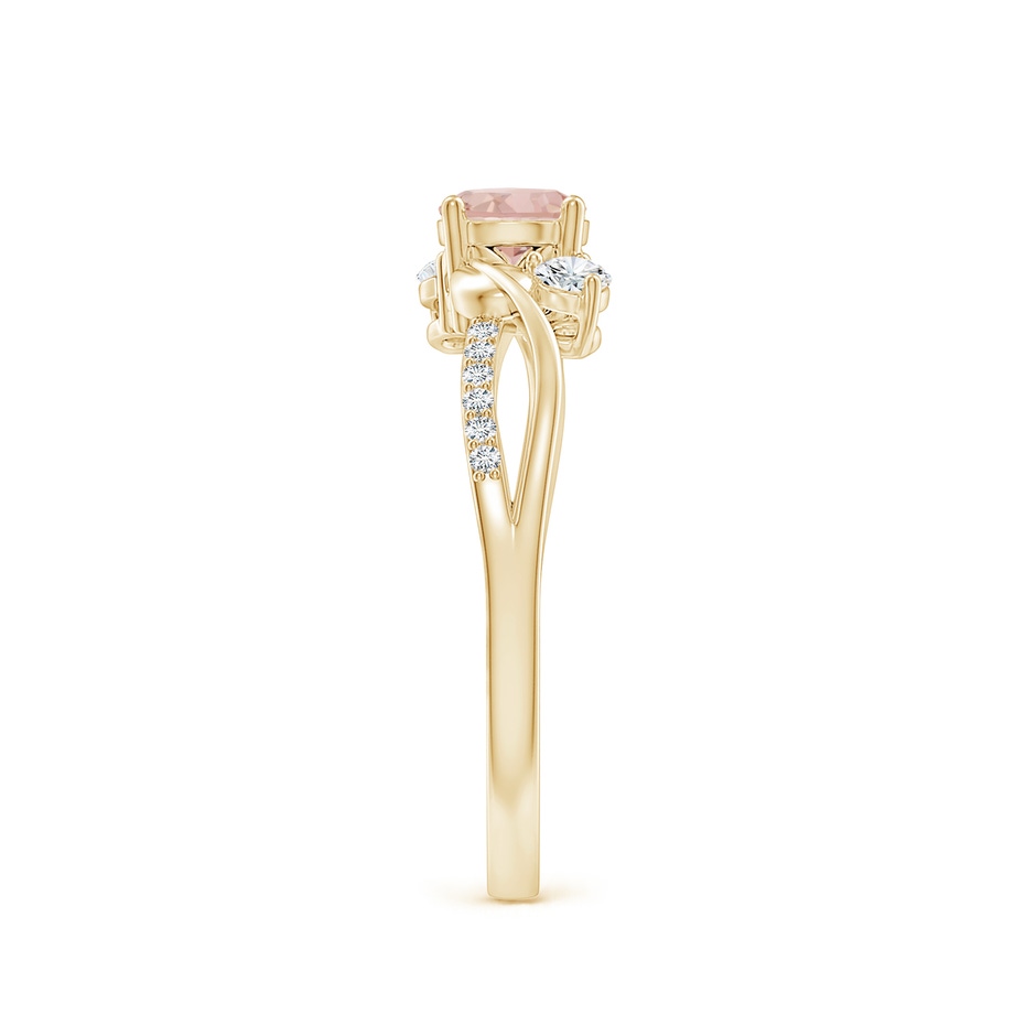 5mm AAAA Morganite and Diamond Twisted Vine Ring in Yellow Gold side 299
