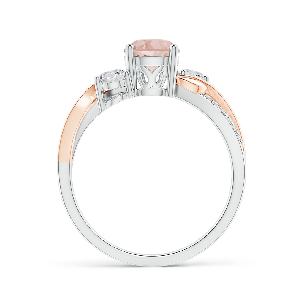 6mm AAA Morganite and Diamond Twisted Vine Ring in 10K White Gold 10K Rose Gold Product Image