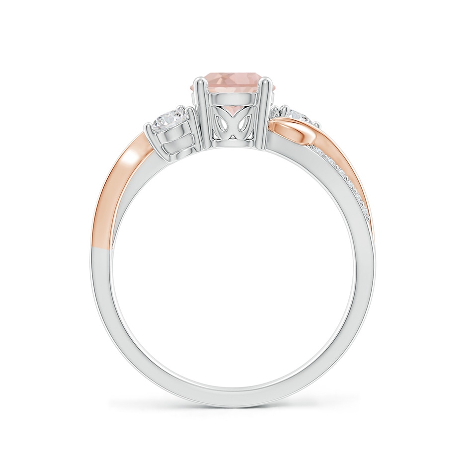 6mm AAA Morganite and Diamond Twisted Vine Ring in 10K White Gold 10K Rose Gold side 199