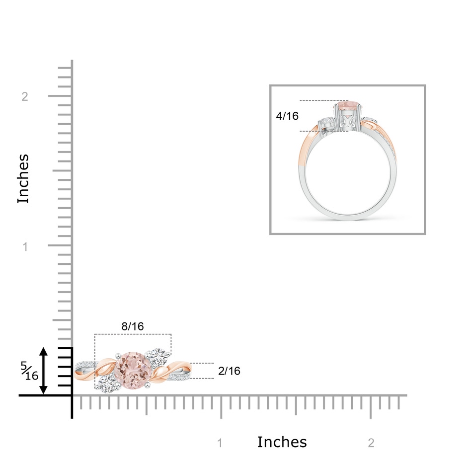 6mm AAA Morganite and Diamond Twisted Vine Ring in 10K White Gold 10K Rose Gold product image