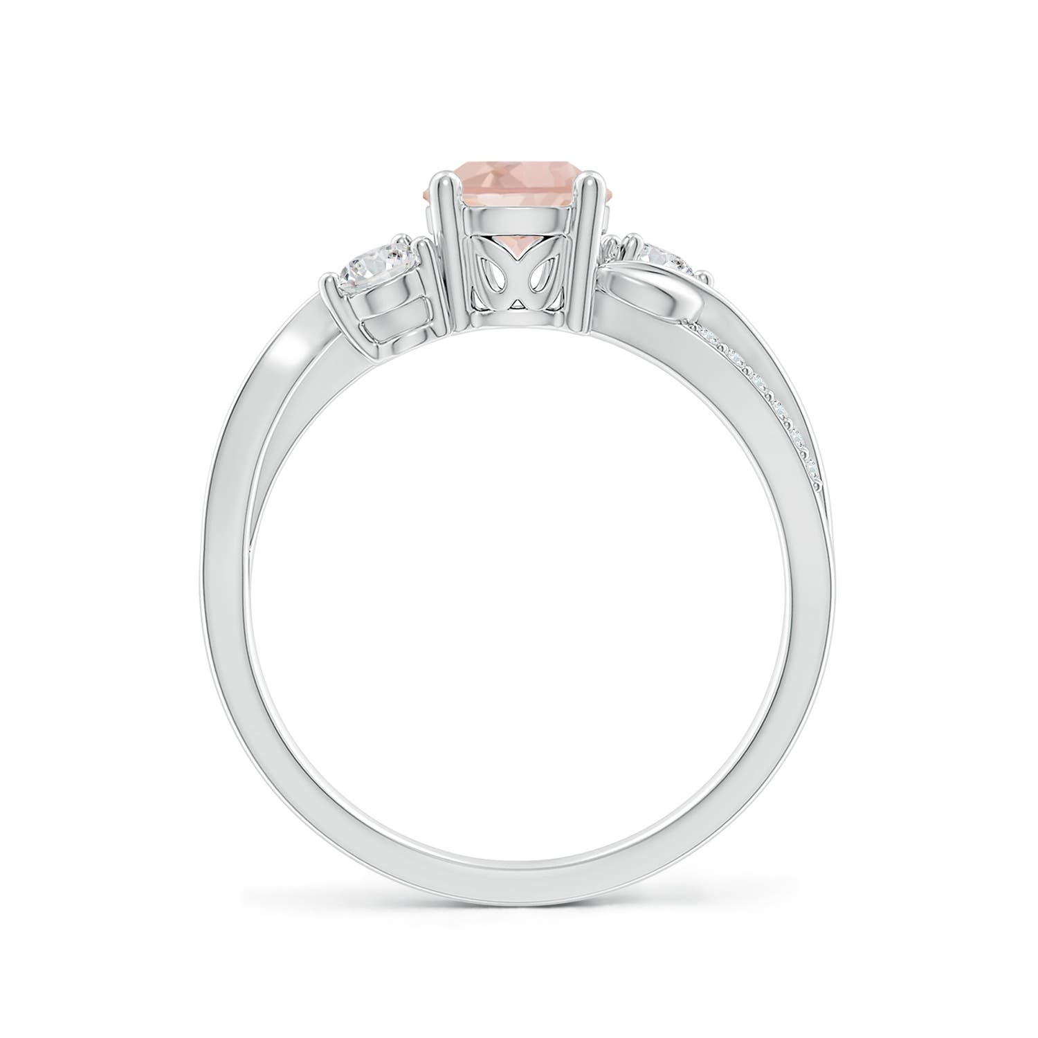 6mm AAA Morganite and Diamond Twisted Vine Ring in White Gold - side 3