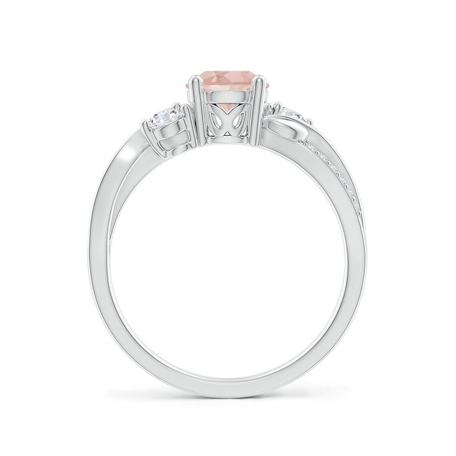 6mm AAAA Morganite and Diamond Twisted Vine Ring in P950 Platinum side 199