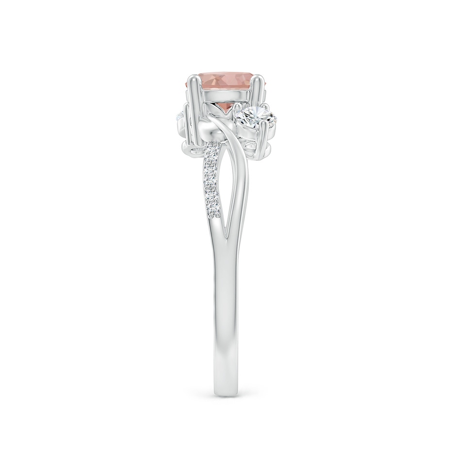 6mm AAAA Morganite and Diamond Twisted Vine Ring in P950 Platinum side 299