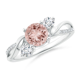 6mm AAAA Morganite and Diamond Twisted Vine Ring in White Gold