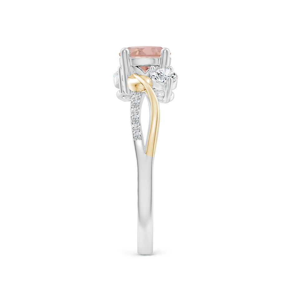 6mm AAAA Morganite and Diamond Twisted Vine Ring in White Gold Yellow Gold side 299