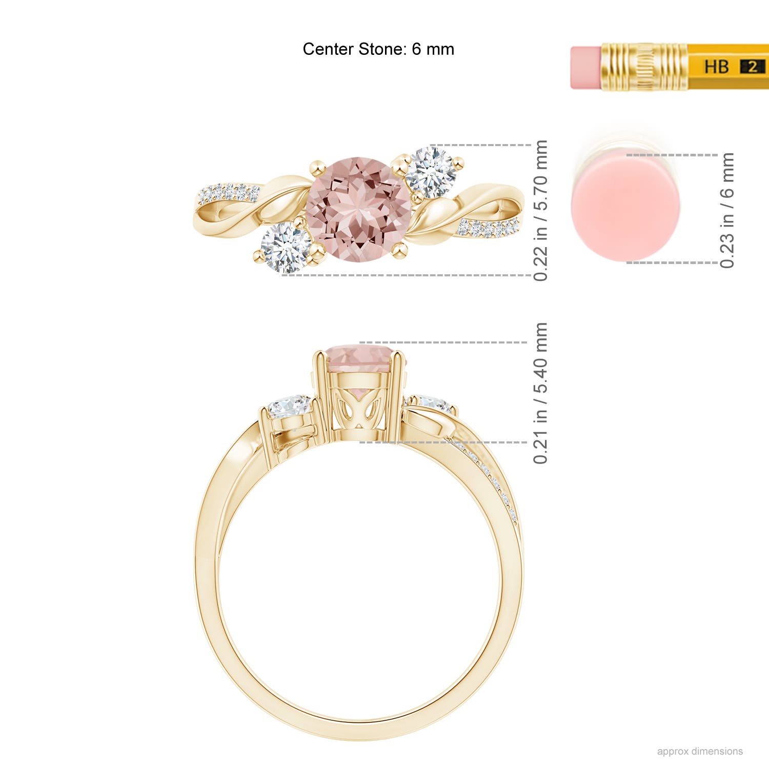 AAAA - Morganite / 0.97 CT / 14 KT Yellow Gold