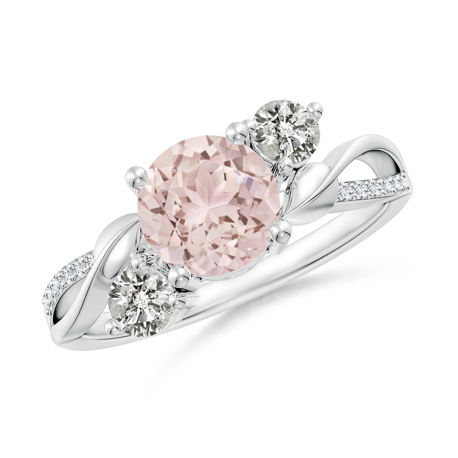 7mm A Morganite and Diamond Twisted Vine Ring in White Gold 