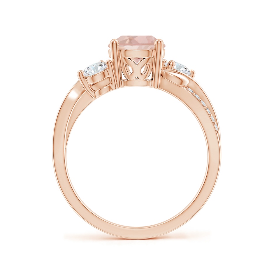 7mm AAAA Morganite and Diamond Twisted Vine Ring in 18K Rose Gold side 199