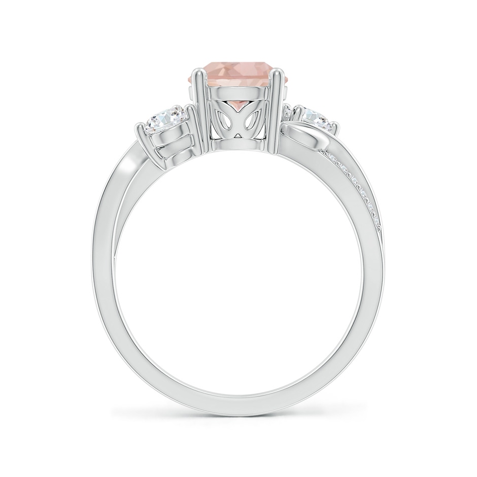 7mm AAAA Morganite and Diamond Twisted Vine Ring in P950 Platinum side 199