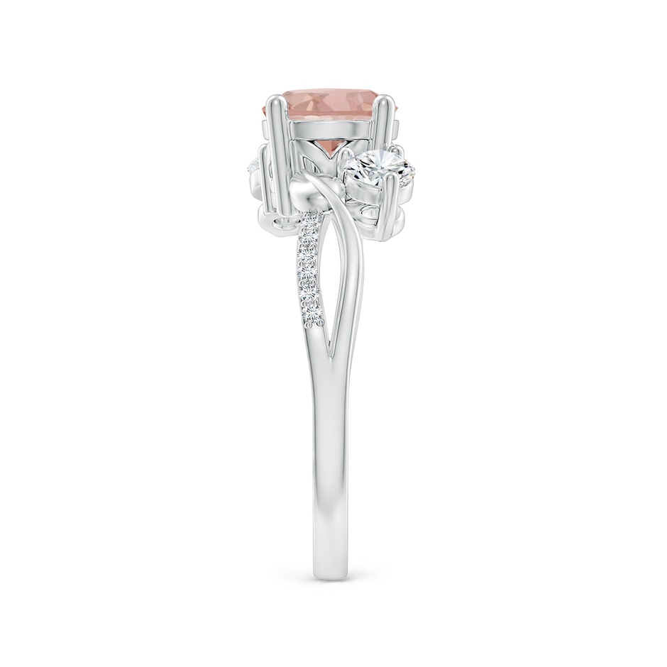 7mm AAAA Morganite and Diamond Twisted Vine Ring in P950 Platinum side 299