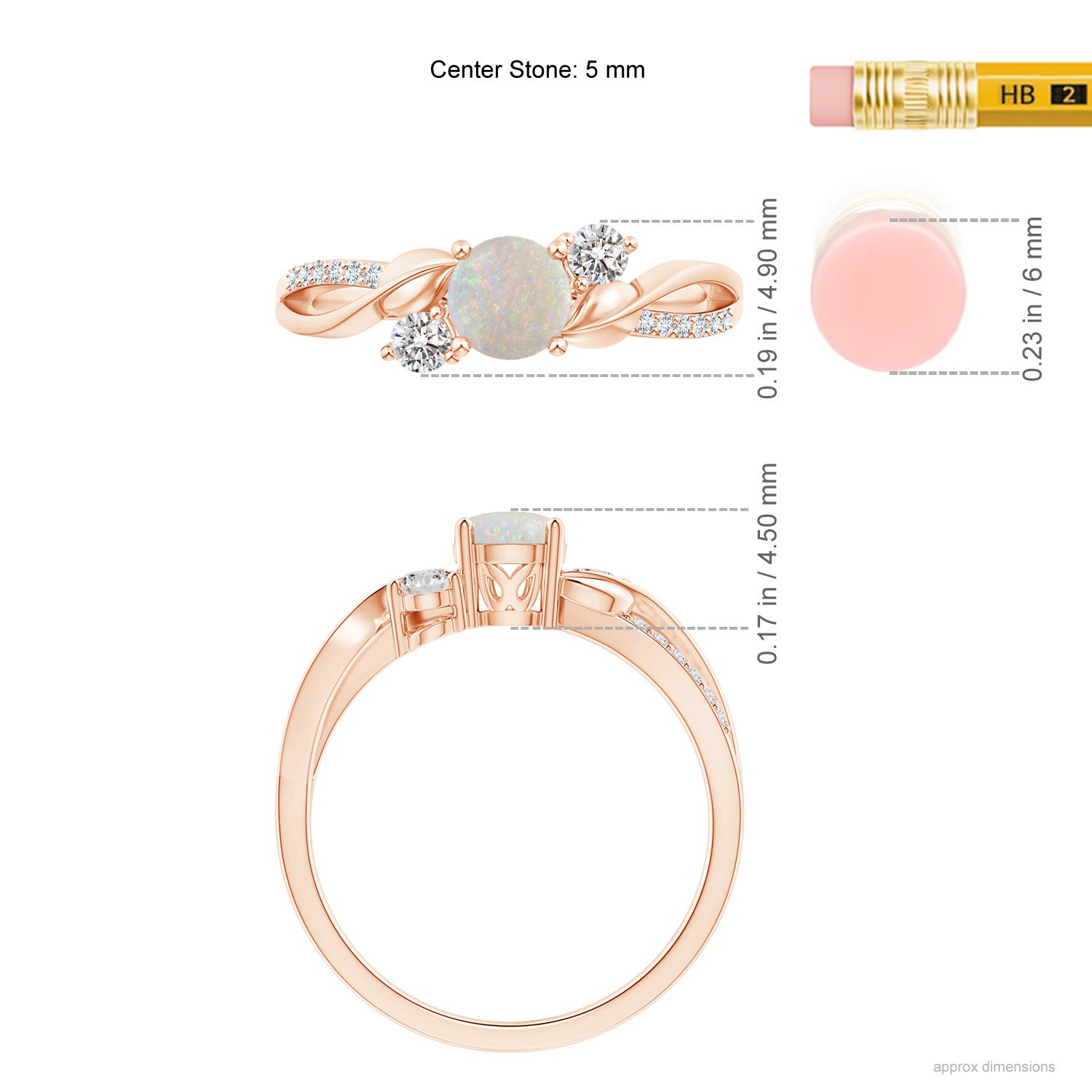 AA - Opal / 0.53 CT / 14 KT Rose Gold