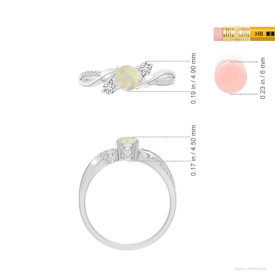 5mm AAA Opal and Diamond Twisted Vine Ring in P950 Platinum ruler