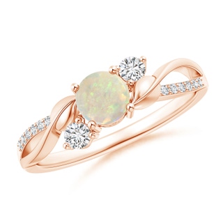 5mm AAA Opal and Diamond Twisted Vine Ring in Rose Gold