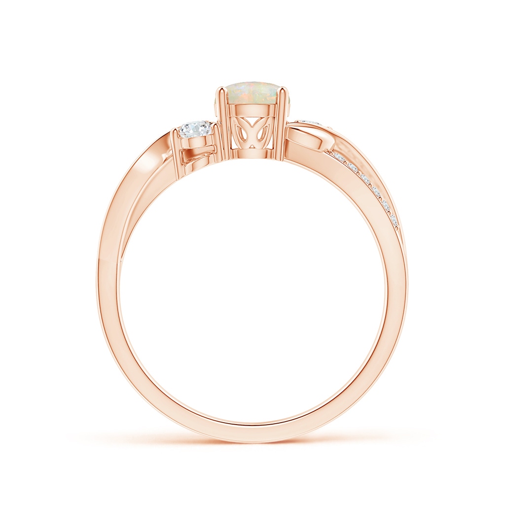 5mm AAAA Opal and Diamond Twisted Vine Ring in Rose Gold Side-1