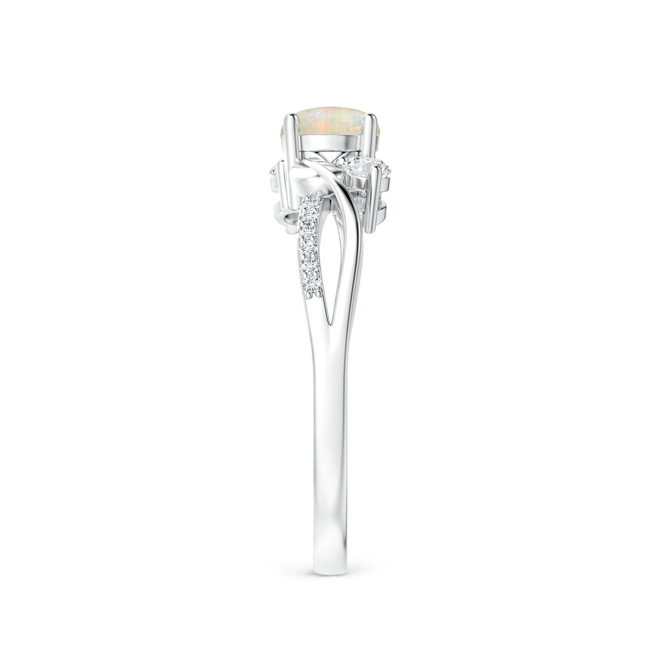 5mm AAAA Opal and Diamond Twisted Vine Ring in White Gold side-2