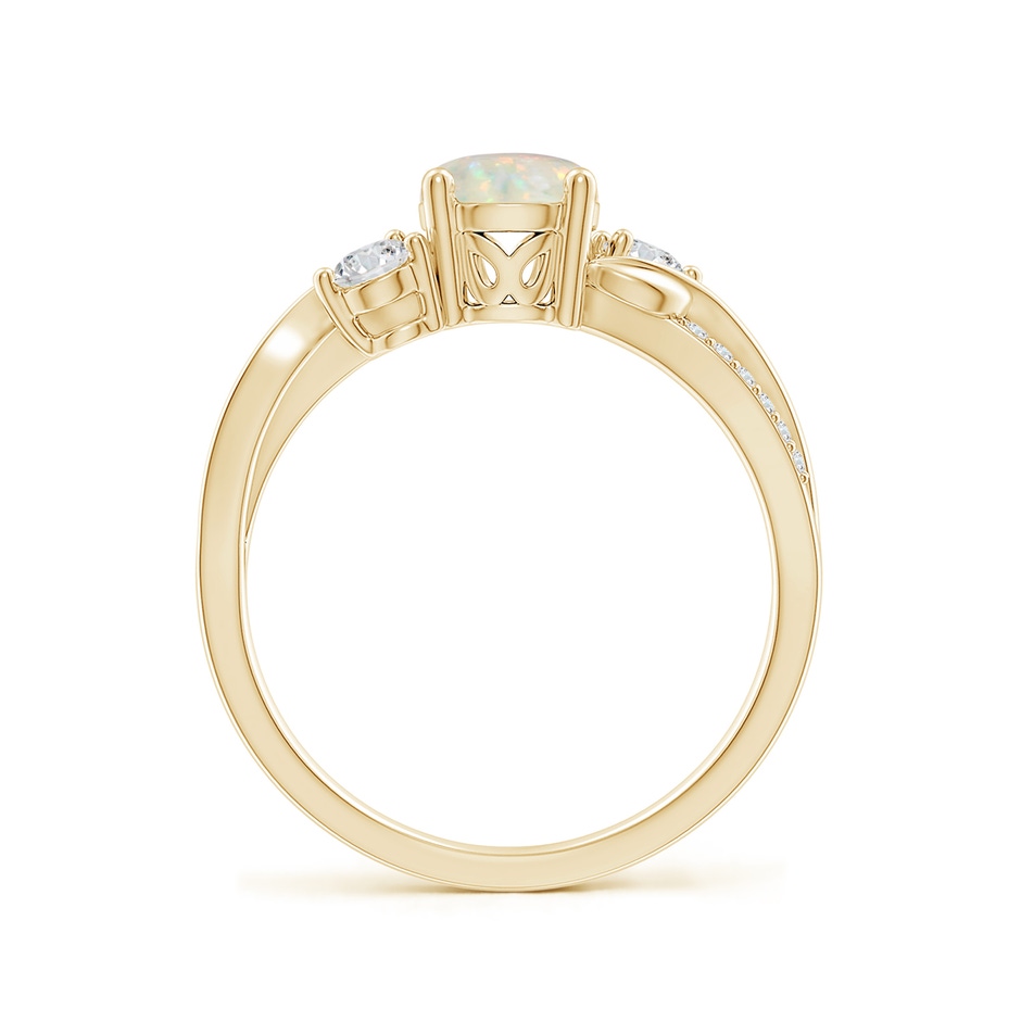 6mm AAA Opal and Diamond Twisted Vine Ring in Yellow Gold side 199