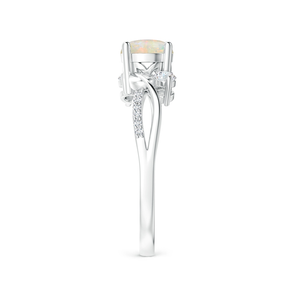 6mm AAAA Opal and Diamond Twisted Vine Ring in P950 Platinum Side-2