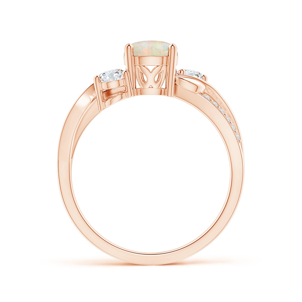 6mm AAAA Opal and Diamond Twisted Vine Ring in Rose Gold Side-1